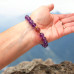 8 mm Amethyst and Strawberry Quartz Gold plated charm bracelet