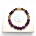8 mm Amethyst, Yellow Agate and 6 mm Smokey Quartz bracelet