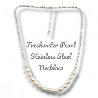 6 mm Freshwater Pearls, Stainless Steel necklace 6 mm Freshwater Pearls, Stainless Steel necklace