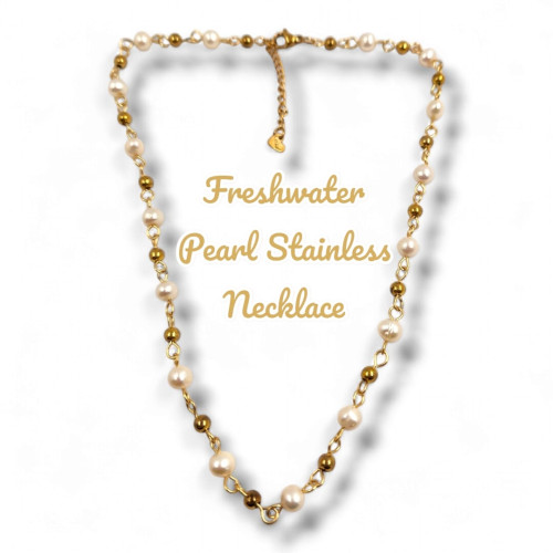 Freshwater Pearl and Stainless Steel necklace