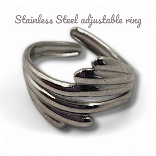 Wraparound design Stainless Steel ajustable Ring 