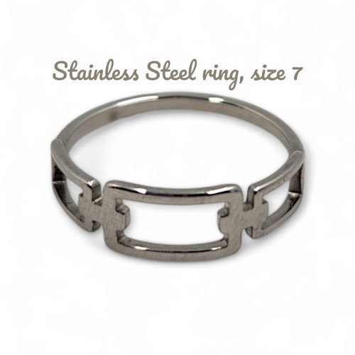 Three rectangulars Minimalist style Stainless Steel ring, size 7