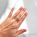 Gold Stainless Steel Hexagons design Rhinestones Ring, sizes 5, 6 and 7
