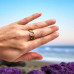 Gold Stainless Steel Hexagons design Rhinestones Ring, sizes 5, 6 and 7