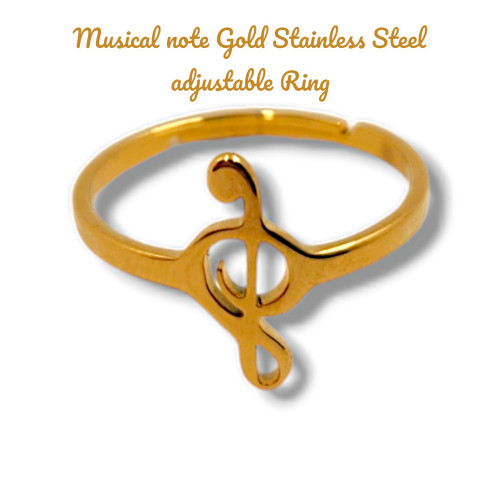 Musical Note Gold Stainless Steel adjustible Ring