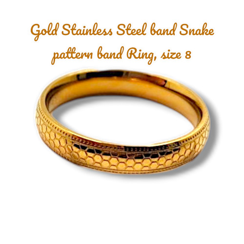 Gold Stainless Steel Snake Pattern Band Ring
