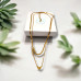 Gold Stainless Steel Herringbone double layered chain Love Heart symbols