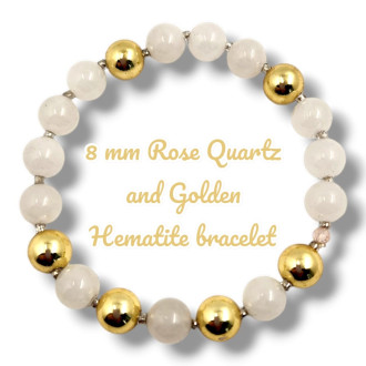 8 mm Rose Quartz and Golden Hematite bracelet