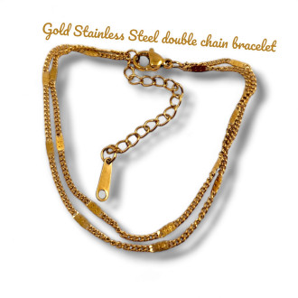 Gold Stainless Steel  double chain bracelet