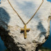 Gold Stainless Steel Unisex Cross with a Chain