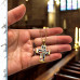 Gold Stainless Steel Multi-Coloured Zirconia Cross Necklace
