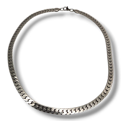 Silver Tone Stainless Steel Unisex Curb Chain Necklace