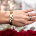 Gold Stainless Steel Mother of Pearl Butterfly Bangle Bracelet