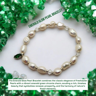 Emerald Glow Pearl Bracelet
