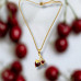 Golden Cherry Heart Necklace