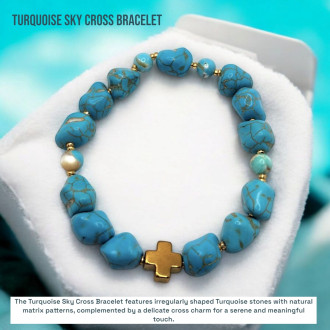 Turquoise Sky Cross Bracelet
