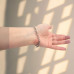 Half & Half Stainless Steel Bracelet with Majorica Style Pearl Charm