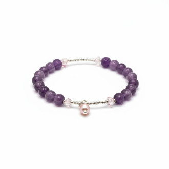 Divine Clarity Bracelet – Amethyst & Freshwater Pearl, 6mm Divine Clarity Bracelet – Amethyst & Freshwater Pearl, 6mm