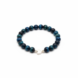 Divine Heart Bracelet Blue Tiger Eye 8 mm, shell