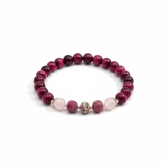 Joyful Heart Bracelet Pink Tiger Eye (8 mm), Rose Quartz, Faceted Strawberry Quartz Joyful Heart Bracelet Pink Tiger Eye (8 mm), Rose Quartz, Faceted Strawberry Quartz