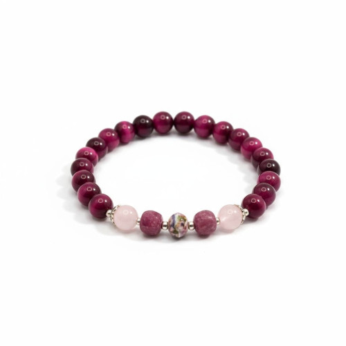 Joyful Heart Bracelet Pink Tiger Eye (8 mm), Rose Quartz, Faceted Strawberry Quartz Joyful Heart Bracelet Pink Tiger Eye (8 mm), Rose Quartz, Faceted Strawberry Quartz