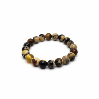 Divine Path Bracelet - 10 mm Spotted Agate with Murano-style bead