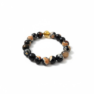 Light of Grace Bracelet - 10 mm Spotted Agate with Murano-style Glass bead 