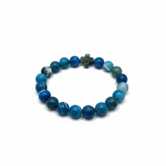 Heaven’s Peace Cross Bracelet 10 mm Faceted Blue Lace Agate Heaven’s Peace Cross Bracelet 10 mm Faceted Blue Lace Agate