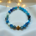 Double Grace Bracelet - 8 mm Faceted Blue Lace Agate with 2 Crosses 