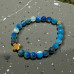 Double Grace Bracelet - 8 mm Faceted Blue Lace Agate with 2 Crosses 