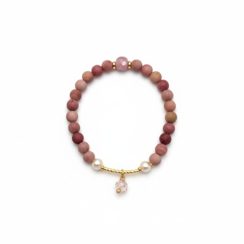 Heart of Grace Bracelet - 6 mm Rhodonite Heart of Grace Bracelet - 6 mm Rhodonite