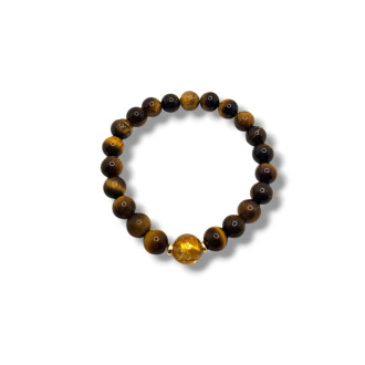 Strength & Glory Bracelet - 8 mm Tiger Eye with Murano-style bead 