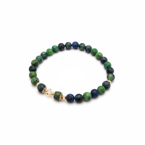  Light of Faith Bracelet - 6 mm Azure Malachite with Golden accents 