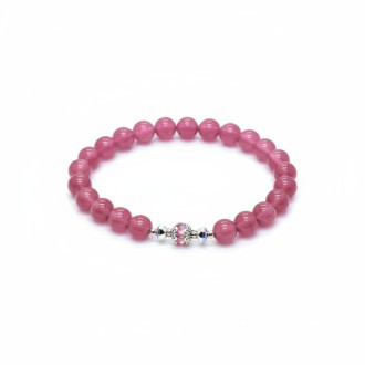 Radiant Faith Bracelet - 8 mm Strawberry Quartz with Murano-style bead 