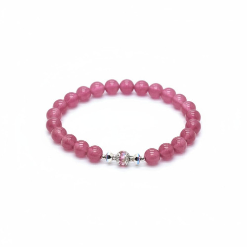 Radiant Faith Bracelet - 8 mm Strawberry Quartz with Murano-style bead Radiant Faith Bracelet - 8 mm Strawberry Quartz with Murano-style bead