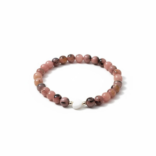 Pure Heart Bracelet - 6 mm Pink Opal with Mother of Pearl Heart Pure Heart Bracelet - 6 mm Pink Opal with Mother of Pearl Heart