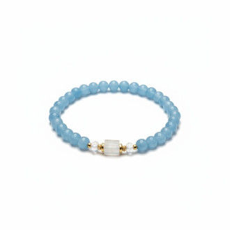 River of Hope Bracelet - 6 mm Aquamarine with  clear quartz