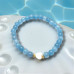 Heart of Heaven Bracelet - 6 mm Aquamarine with Mother of Pearl heart Heart of Heaven Bracelet - 6 mm Aquamarine with Mother of Pearl heart