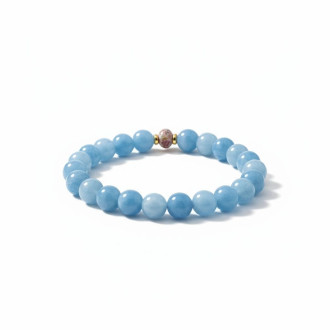 Heaven’s Light Bracelet - 8 mm Aquamarine with Murano-style bead 