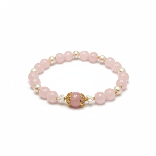Heavenly Bloom Bracelet ???? - 8 mm Rose Quartz with Pearls Heavenly Bloom Bracelet ???? - 8 mm Rose Quartz with Pearls