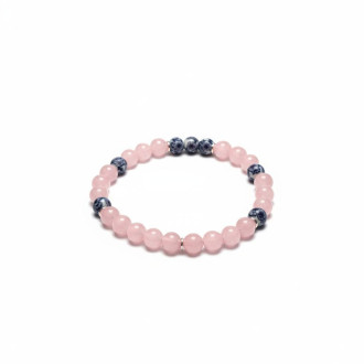 Divine Bloom Bracelet  - 6 mm Rose Quartz with Porcelain beads