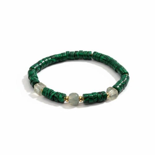 Garden of Wisdom Bracelet - Malachite tube and Fluorite beads Garden of Wisdom Bracelet - Malachite tube and Fluorite beads