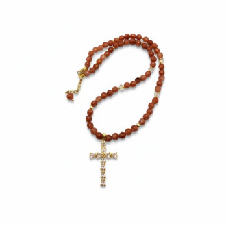 Graceful Bloom Necklace 6 mm Faceted Strawberry Quartz, Czech Crystals Graceful Bloom Necklace 6 mm Faceted Strawberry Quartz, Czech Crystals