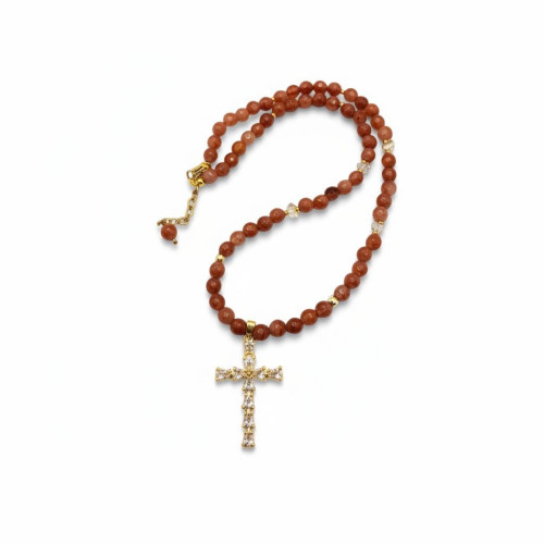 Graceful Bloom Necklace 6 mm Faceted Strawberry Quartz, Czech Crystals Graceful Bloom Necklace 6 mm Faceted Strawberry Quartz, Czech Crystals