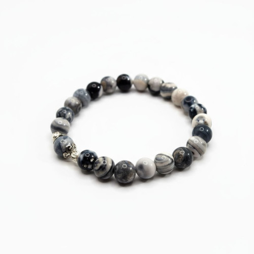 Steadfast Spirit Bracelet - 8 mm Black and White Spotted Agate Steadfast Spirit Bracelet - 8 mm Black and White Spotted Agate