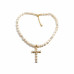 Divine Light Pearl Necklace - 7mm~8mm Freshwater Pearls with Cross Charm Divine Light Pearl Necklace - 7mm~8mm Freshwater Pearls with Cross Charm