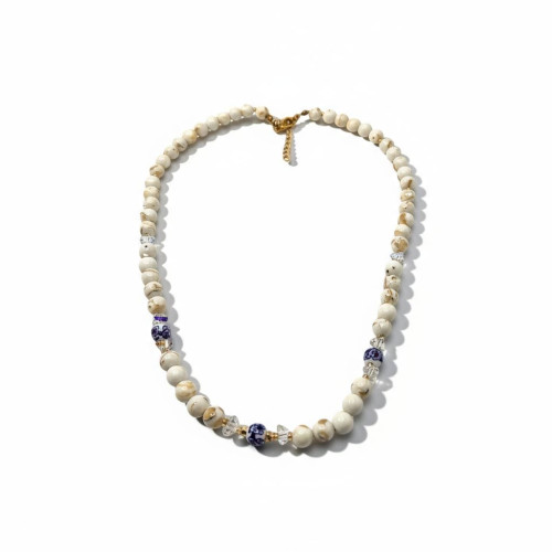 Celestial Grace Necklace - 8 mm Mother of Pearl and Porcelain beads Celestial Grace Necklace - 8 mm Mother of Pearl and Porcelain beads