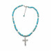 Waves of Faith Necklace - 8 mm Turquoise necklace with Stainless Steel Cross charm. Waves of Faith Necklace - 8 mm Turquoise necklace with Stainless Steel Cross charm.
