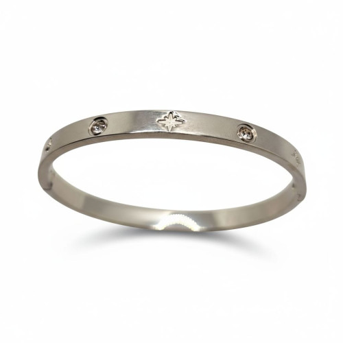Stellar Circle Bangle - Silver-tone Stainless Steel Bangle Stellar Circle Bangle - Silver-tone Stainless Steel Bangle