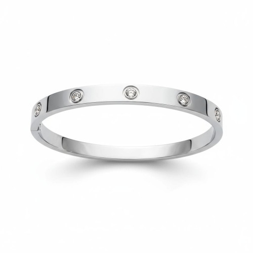 Circle of Light Bangle - Silver-tone Stainless Steel Circle of Light Bangle - Silver-tone Stainless Steel